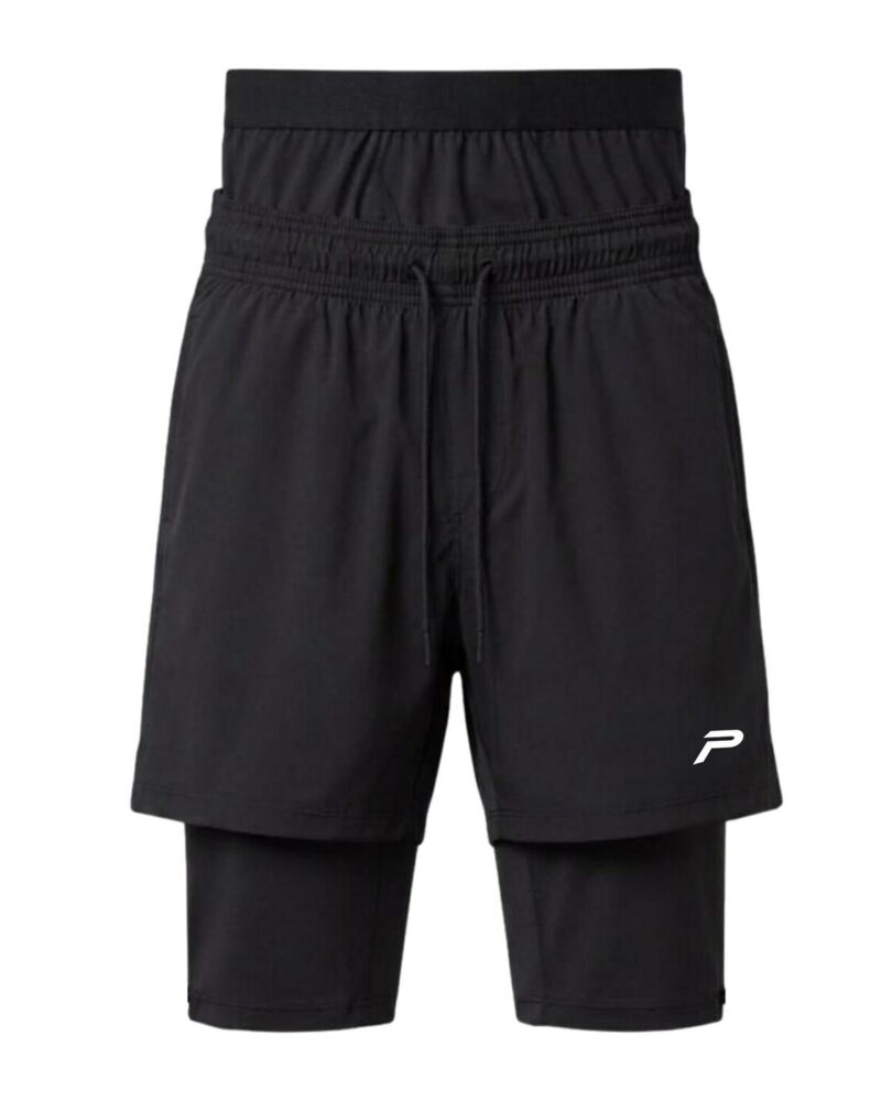 P Logo 3-in-1 Modest Activewear Shorts — Black