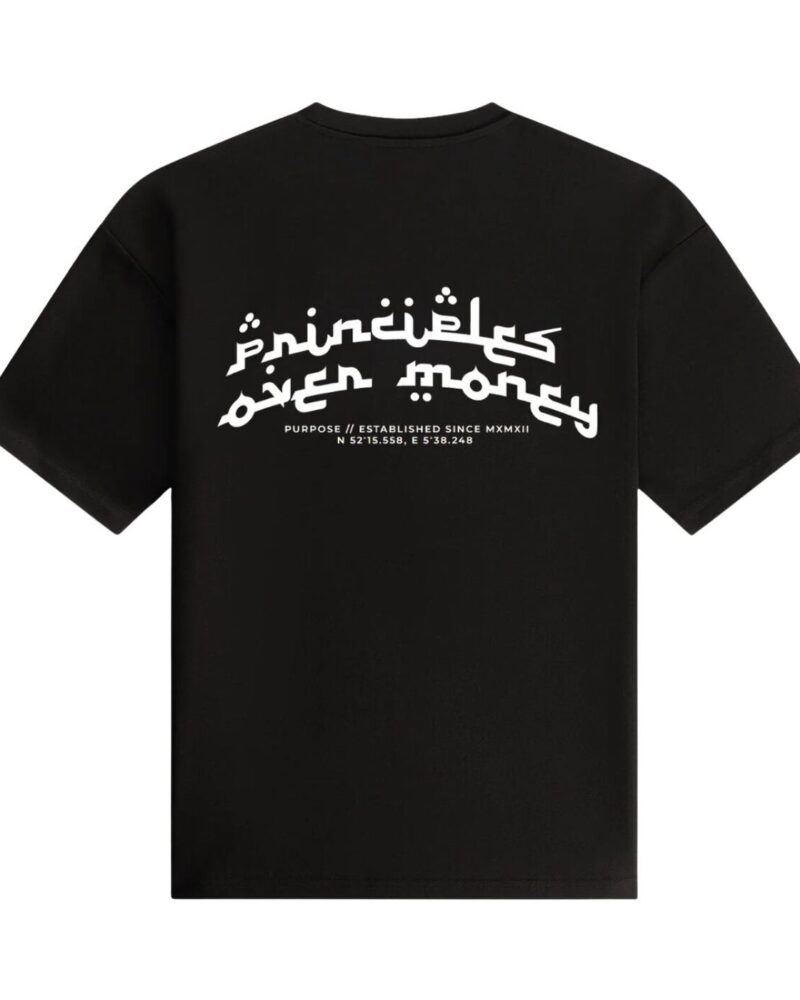 Principles Over Money Arabic Oversized Tee — Black