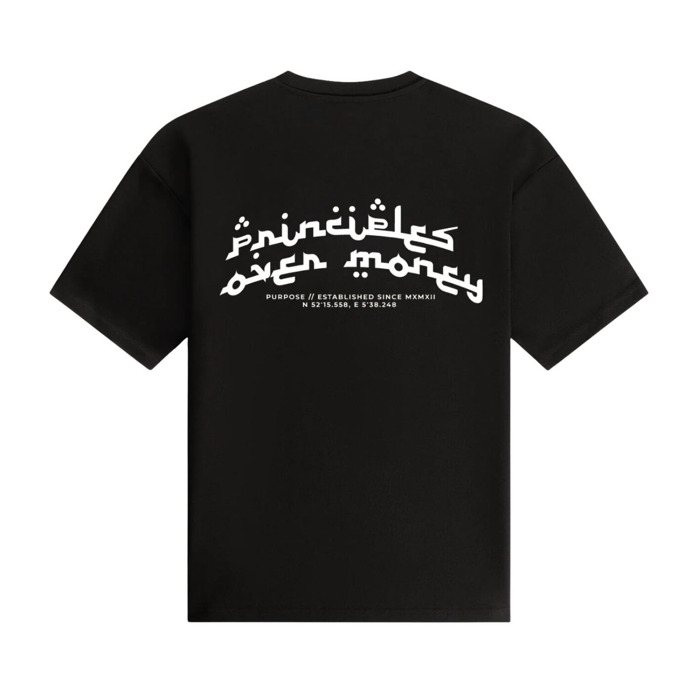 Principles Over Money Arabic Oversized Tee — Black
