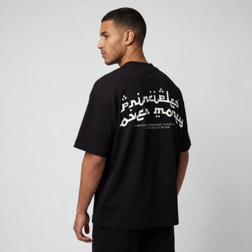 Principles Over Money Arabic Oversized Tee — Black — 3